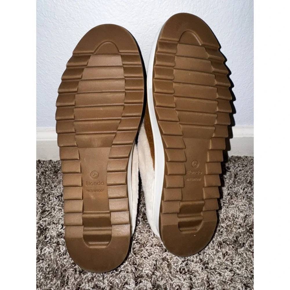 Blondo Suri Waterproof‎ Camel Suede Faux Fur Trim Slip-On Sneaker Size 10 NWOT